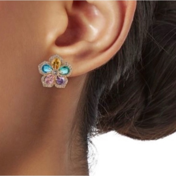 Saks of 5th Luxe Crystal Flower Stud Earrings - Picture 3 of 16